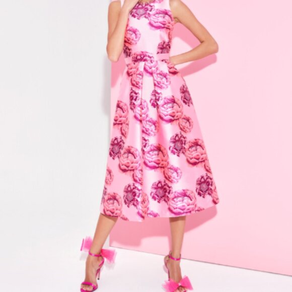 Alice+Olivia CHERRA EMBELLISHED NECK MIDI DRESS Size 8 NWT. - Picture 6 of 6